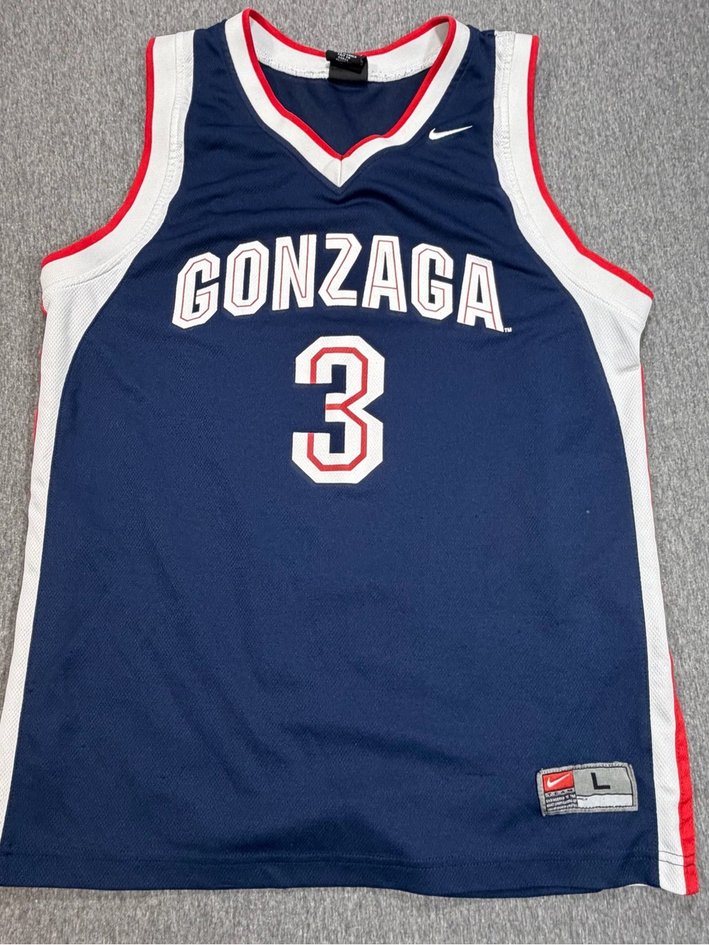 Gonzaga Bulldogs #3 Men’s Nike Basketball Jersey NCAA Large Blue